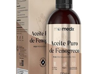 Aceite de Fenogreco 100ml - Aceite 100% Puro y Natural Por Prensado en Frío MaxMedix - Aceite de Masaje para Escote, Cuerpo, Manos y Cabello - Fuente de Vitaminas para la Piel