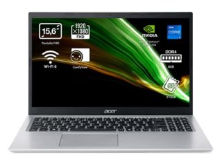 Acer Aspire 5 A515-56G - Ordenador Portátil 15.6" Full HD, Laptop (Intel Core i7-1165G7, 8 GB RAM, 512 GB SSD, NVIDIA GeForce MX350, ComfyView, Sin OS), PC Portátil Plata, Teclado QWERTY Español