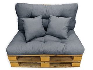 Acomoda Textil - Cojines Sofá Palets. Conjunto 4 Piezas para Palet, Asiento 120x80 cm + Respaldo + 2 Cojines. Cómodo y Elegante para Interior y Exterior. NO Incluye PALETS. (Gris Oscuro)