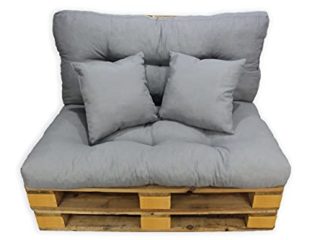 Acomoda Textil - Cojines Sofá Palets. Conjunto 4 Piezas para Palet, Asiento 120x80 cm + Respaldo + 2 Cojines. Cómodo y Elegante para Interior y Exterior. NO Incluye PALETS. (Gris)