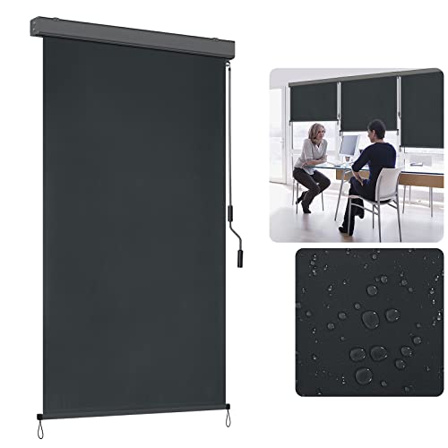 ACXIN Toldo vertical extensible para exterior, mecanismo de manivela, para balcón, protección solar y visual, con manivela, para terraza y balcón (140 x 250 cm, color gris oscuro)