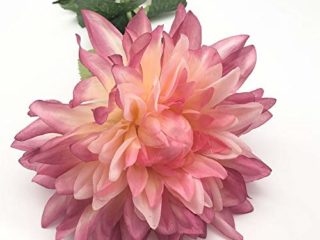 A&D Dahlia - Flor artificial en spray Dalia de color degradado de rosa, 66 cm