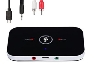 Adaptador Bluetooth 5.0, Receptor Transmisor Inalámbrico Bluetooth 2 en 1 con Salida Audio RCA/3.5 mm AUX Compatible Sonido HD De Baja Latencia para TV/PC/Automóvil/Sistema Estéreo Doméstico-Negro