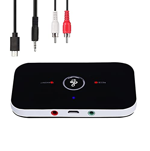 Adaptador Bluetooth 5.0, Receptor Transmisor Inalámbrico Bluetooth 2 en 1 con Salida Audio RCA/3.5 mm AUX Compatible Sonido HD De Baja Latencia para TV/PC/Automóvil/Sistema Estéreo Doméstico-Negro