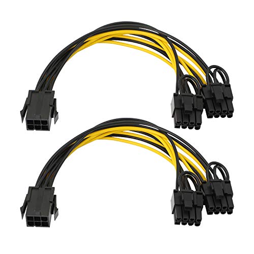 Adaptador de alimentación PCIe Express de 6 pines hembra a doble de 8 pines (6 + 2) macho de 6 pines a 2 x 6P para cable de alimentación de tarjeta gráfica de 20 cm