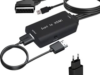 Adaptador de Cable Euroconector a HDMI, TLsiwio Convertidor Euroconector Scart a HDMI Entrada Scart Salida HDMI 1080p, Conversor Euroconector a HDMI con Cable HDMI para TV Bluray DVD VHS Xbox PS2