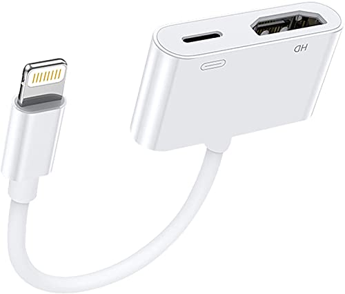 Adaptador HDMI para iPhone&iPad a TV, Cable HDMI 1080P para iPad, Convertidor de Pantalla de Sincronización para iPhone 13/12/SE/11/ SE/XS/XS Max/XR/X/8/8 Plus/7/7 Plus/Pad a HDTV, Proyector, Monitor