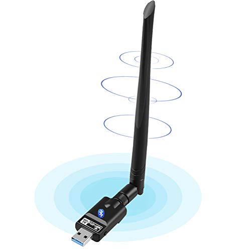 Adaptador WiFi USB 1200Mbps,Adaptador WiFi con Bluetooth 5.0 Transmisor Receptor Doble Banda 5GHz/2.4GHz USB3.0 Alta Ganancia Adaptador Inalámbrico WiFi Dongle Compatible con Windows Mac Linux