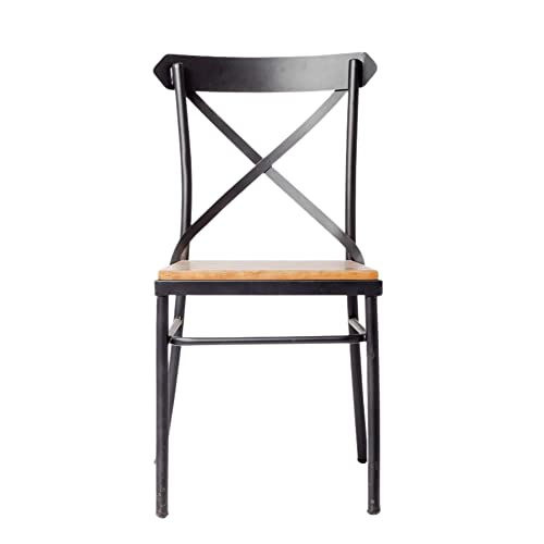 ADDECOR Sillas Comedor de Color Negro | Fabricada en Hierro y Madera Maciza | 85 x 40 x 46 cm | Modelo Nebraska | Ideal para Ambientes Tipo Loft | Silla Nórdica