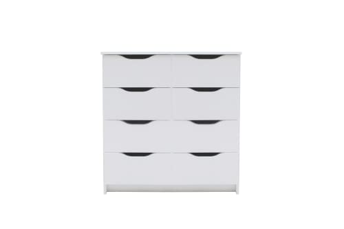 ADGO Alexo - Cajonera con cajones para sala de estar, oficina, dormitorio, mueble de almacenamiento de documentos y ropa, de pie, para ahorrar espacio, color blanco (8S) (envío en 2 paquetes)