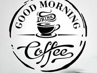 Adhesivo decorativo para pared con texto en inglés "Good Morning Drink Coffee Cafe Window Sticker Art Stickers Vinilo Decoración" para cocina, espejo, azulejos, citas, transferencias, decoración