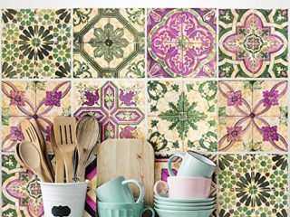 Adhesivos para Azulejos de Baño y Cocina 24 piezas 10x10 cm - PS00061 Decoración de pared Adhesivo de PVC impermeable Azulejos de cemento Mosaico