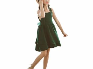 Adolescente Chica Vestido de Encaje de Honda Vestido Niñas Verano Playa Bohemia Ropa Bebe Niña Bautizo Vestido de Princesa Vestido para Niñas Vestidos Bebe Niña Disfraz Nina Vestir (Verde, 11-13 años)