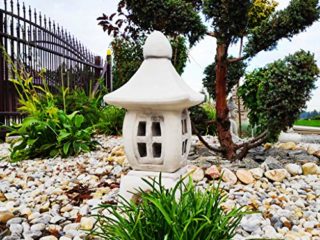 Adorno de jardín - Piedra Pagoda/Linterna de Estilo japonés Yukimi Oki Gata