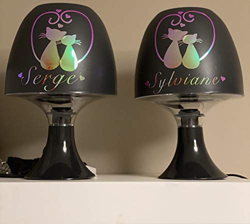 AduLTE - Juego de 2 lámparas de mesa para parejas personalizadas, color negro