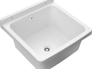 Adventa Pilozzo Lavabo de pared 40 x 40 de resina para exteriores, blanco