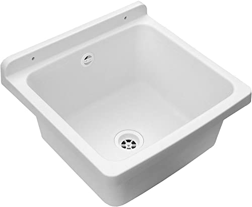 Adventa Pilozzo Lavabo de pared 40 x 40 de resina para exteriores, blanco