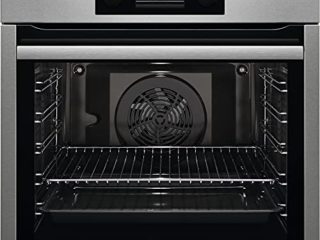 AEG BES331111M Horno Multifunción con Función Limpieza AquaClean, 9 funciones, Cocción Uniforme, Ventilador XXL, Reloj Electrónico + Mandos, Antihuellas, Bandeja XXL, Inox, Clase A, 72 Litros