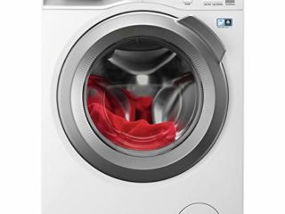 AEG L6FBG824 Lavadora de Libre Instalación, Carga Frontal, 8 Kg, 1200 rpm, Serie 6000, Motor Inverter, Programa Rápido, Panel de control LCD, Puerta XL Plata, Blanco