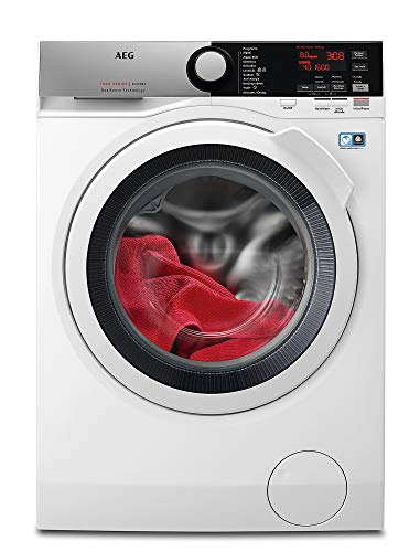 AEG L7WEE861 Lavasecadora de Libre Instalación, Carga Frontal, Lavadora 8 Kg, Secadora 6 Kg, 1600 rpm, Serie 7000, Motor Inverter, Programa Rápido, Panel LCD, Puerta XL Plateada, Blanca