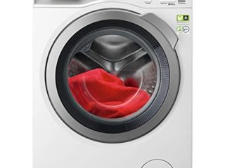 AEG L8FEC962Q Lavadora de Libre Instalación, Carga Frontal, 9 Kg, 1600 rpm, Serie 8000, AutoDose, Motor Inverter, Función Vapor, Programa Rápido, LCD, WiFi, Puerta XL Plateada, Blanca