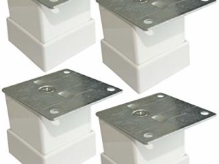 AERZETIX: 4x Patas pies regulables nivelador ajustable para muebles 40/40mm H50mm de metal con placa de montaje (Blanco)