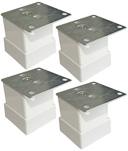 AERZETIX: 4x Patas pies regulables nivelador ajustable para muebles 40/40mm H50mm de metal con placa de montaje (Blanco)