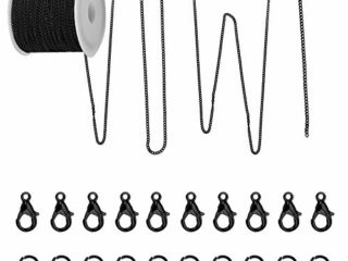 AFASOES 10m Cadenas Negro Bisuteria Cadena para Manualidades Cadena Joyeria Cadena Bisuteria por Metros Cadena Eslabones Bisuteria + 20 Cierre de Langosta 50 Anillos para Bisutería Cadena Diy Pulseras