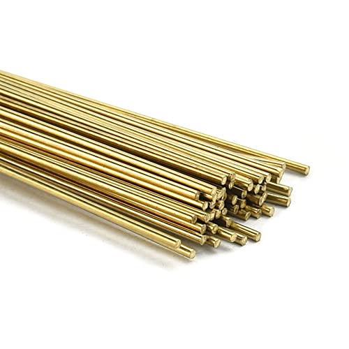 AFASOES 50 Pcs Varilla de Laton para Soldar 1.6mm x 250 mm Varilla Redonda Soldadura Barras de Soldar Varilla Soldar Cobre Barras Varilla para Proyectos de Bricolaje RC Modelo