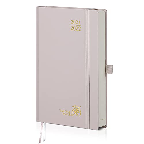 Agenda 2021 2022 Día por Página - POPRUN Agendas Escolares Diario con Intervalo Horario - Agosto 2021 a Julio 2022 - Tapa Dura, Cierre Elástico y Bolsillo - A5 14,5 x 21,5 cm