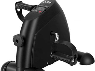 AGM Pedales Estaticos, Pedaleador Estaticos, Mini Bicicleta Estáticas, Máquinas de piernas para Entrenamiento de Brazos y Piernas Aparatos de Pedales, LCD Pantalla y Resistencia Ajustable (Negro)