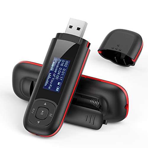 AGPTEK Portátil Reproductor MP3 8GB con USB Flash, Radio FM, Grabación de Voz, Memoria USB, Soporta Expansión hasta 64GB, NO Necesita Cable de Data, Negro