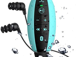 AGPTEK S19 MP3 Acuatico 8GB, Reproductor MP3 Bluetooth Impermeable IPX8 con Clip, Aleatorio Modo, Auriculares Natacion para Correr, Ciclismo, Gimnasio, Azul