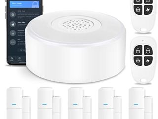 AGSHOME Alarmas para Casa WiFi, Alarma Casa con 1 Sirena, 5 Sensor Puerta 2 Mandos A Distancia, Alarma Sin Cuotas, Alarma De Aplicación A Través De La Red Móvil…