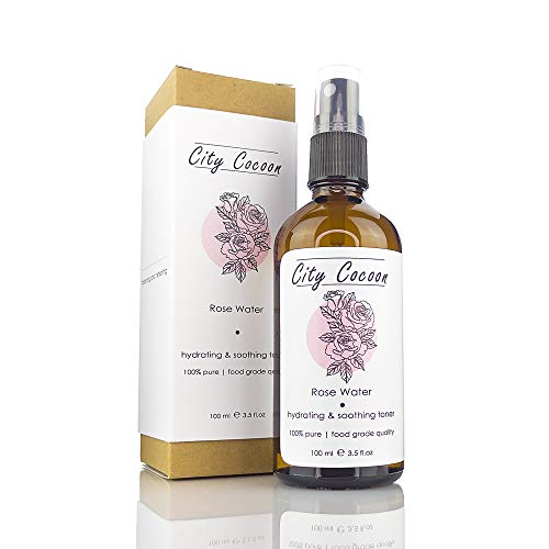 Agua de Rosas Damascena Bulgaria 100% - De Jardines Orgánicos - El mejor tónico facial y corporal - botella de vidrio - Vegano, Doble - Concentrado en aceite de rosa - 100ml