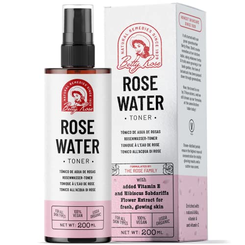 Agua de Rosas Orgánica - con Pétalos Destilados al Vapor - Fórmula Suave, Piel Brillante - 22% Más Hidratante con Glicerina e Hialuronato de Sodio - pH Equilibrado - Hecha en el Reino Unido, Vegana