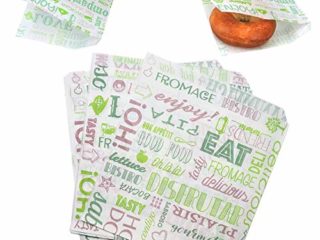 AhGuwa - 50 pcs Papel Antigrasa para Alimentación, Durable, Resistentes a la humedad y Grasas, Bolsa de Papel para Bocadillo, Hamburguesas, Snacks, 19X17 cm, Verde