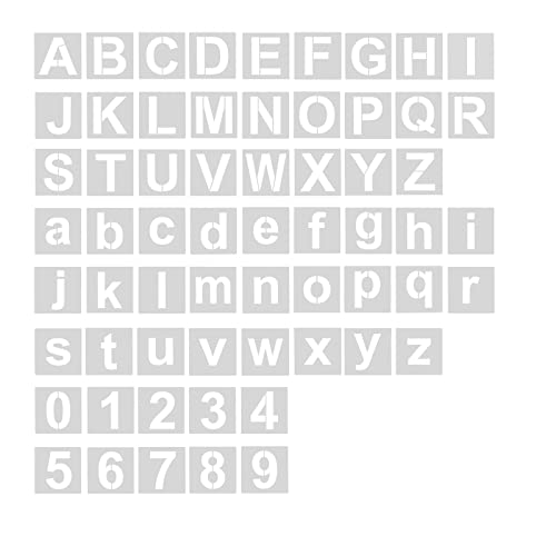 AIEX 62 Piezas Plantilla Letras y Numeros, Plantilla Letras Grandes, 5cm Lavable Plástico Plantilla Letras para Pintar Plantilla de Artesanía para Dibujo Artístico, Escritura Artesanal de Bricolaje