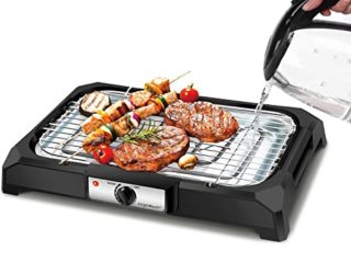 Aigostar Lava 31LDQ– Barbacoa eléctrica, Grill, 2000W, bandeja recoge grasa, uso con agua: evita los humos, uso en interiores, termostato, superficie antiadherente