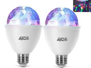 Aigostar Luces Discoteca LED,Bombilla LED Giratoria 360º,E27,3W,Cambio de Color RGB, Luz Estroboscópica, Lámpara Decorada para Fiesta,Bar,Boda,Navidad,Coche,Festival, Cumpleaños,Pack De 2