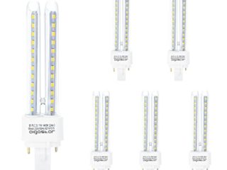 Aigostar- Pack de 5 Bombillas LED PLC 2U, tubo de11 W Maiz G24, Luz fría 6400K