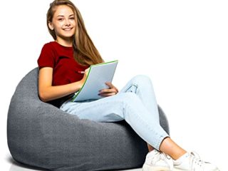 Aiire Puff de Salon Moderno de Diseño - Puf Gigante XXL con Relleno Incluido para Decoracion Habitacion Juvenil - Bean Bag Gamer, Infantiles o Cojin de Suelo Grande Gris