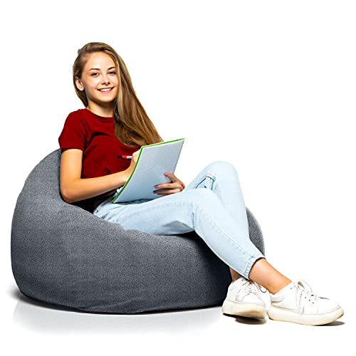 Aiire Puff de Salon Moderno de Diseño - Puf Gigante XXL con Relleno Incluido para Decoracion Habitacion Juvenil - Bean Bag Gamer, Infantiles o Cojin de Suelo Grande Gris