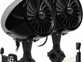 Aileap SPK350X 4 Pulgadas de Rango Completo, Impermeable, Motocicleta, Altavoces estéreo Bluetooth, Amplificador de Audio Todo en uno, Sistema de Radio para ATV RZR UTV (Negro,Ventilador)