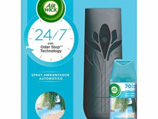Air Wick Freshmatic Aparato y Recambio de Ambientador Spray Automático, Esencia para Casa con Aroma a Oasis Turquesa - 1 Aparato + 1 Recambio, Negro (3040036)