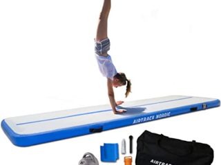 Airtrack Nordic Standard Gimnasia colchoneta inflable 4m - 6m - con bomba de aire eléctrica, esterilla inflable de gimnasia, ideal para gimnasia, yoga (4, azul)