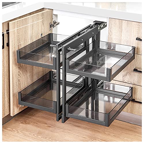 AIZYR Cesta Extraíble De Esquina De Cocina Organizador De Gabinete para El Hogar con Cierre Suave con 4 Cajones del Gabinete De Almacenamiento Deslizables para Armario,Open Right
