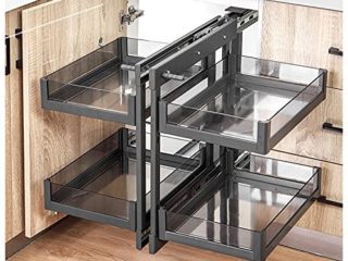 AIZYR Cesta Extraíble De Esquina De Cocina Organizador De Gabinete para El Hogar con Cierre Suave con 4 Cajones del Gabinete De Almacenamiento Deslizables para Armario,Open Right