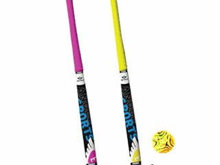 AK Sport Hockey Ball Juego de hockey 2 palos + pelota, amarillo, 84 cm