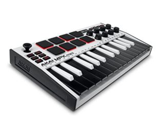 AKAI Professional MPK Mini MK3 White - Teclado Controlador MIDI USB de 25 Teclas con 8 Drum Pads, 8 Perillas y Software de Producción Musical Incluido, Blanco